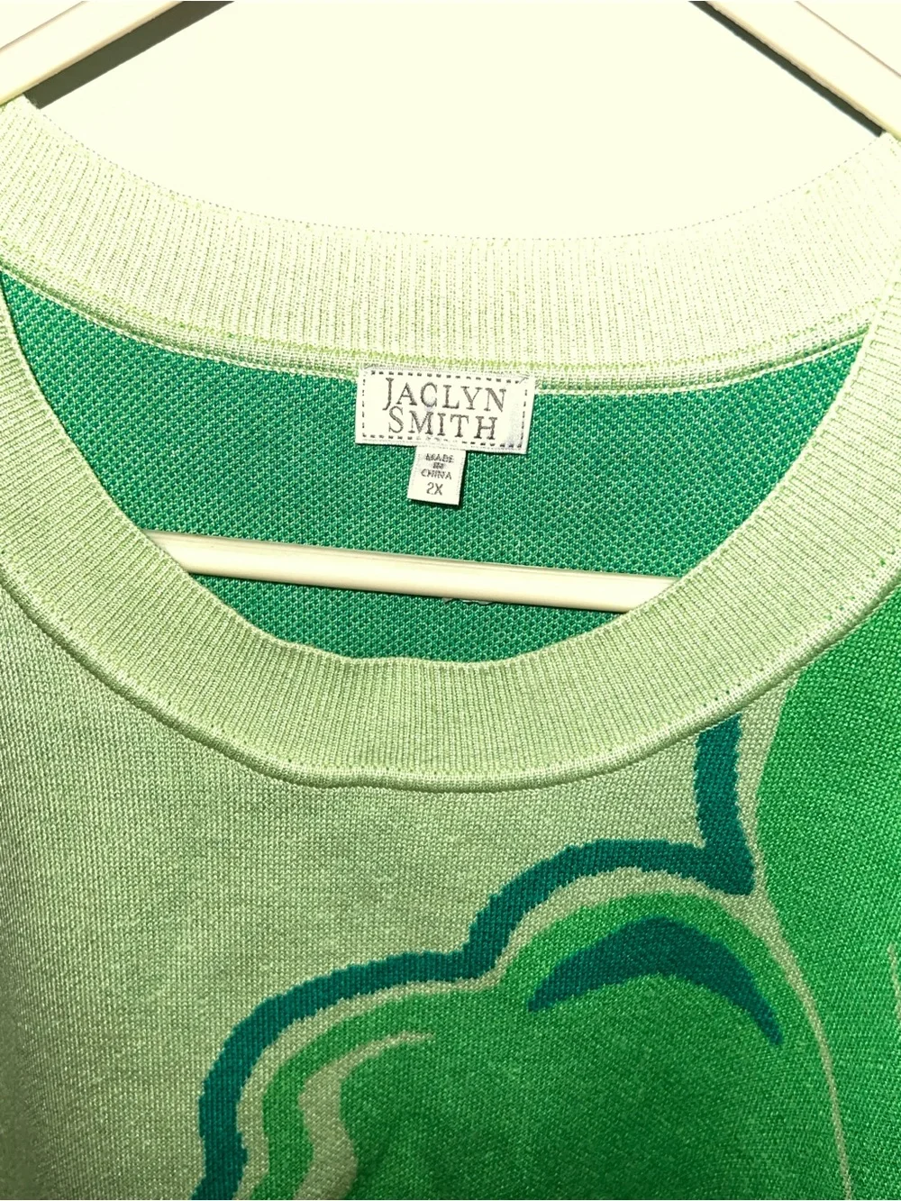 Jaclyn Smith Green Floral Crewneck Sweater